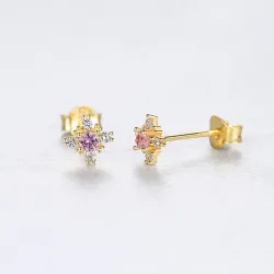 Boucles d'oreilles flocon de neige avec cristal - argent sterling 925