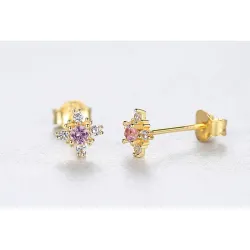 Snowflake earrings with crystal - 925 sterling silverEarrings