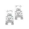 Trendy silver earrings - with crystals - geometric styleEarrings
