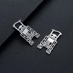 Trendy silver earrings - with crystals - geometric styleEarrings