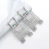 Boucles d'oreilles tendance en argent - avec cristaux - style géométrique