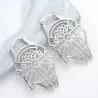 Boucles d'oreilles rondes argentées tendance - évidées - étoile du millénaire