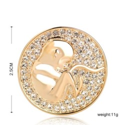 Round midwife's brooch - with crystals - coin shaped - unborn babyBrooches