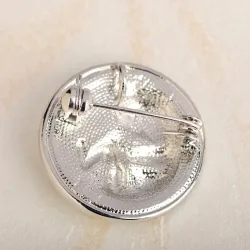 Broche de sage-femme ronde - avec cristaux - en forme de pièce - bébé à naître