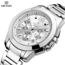 MEGIR - montre à quartz tendance - chronographe - étanche - acier inoxydable