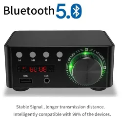 Mini digital amplifier - class D - HiFi - Bluetooth 5.0 - Tpa3116 - 50W*2 - USB - AUX - INAudio