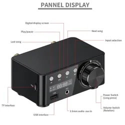 Mini digital amplifier - class D - HiFi - Bluetooth 5.0 - Tpa3116 - 50W*2 - USB - AUX - INAudio