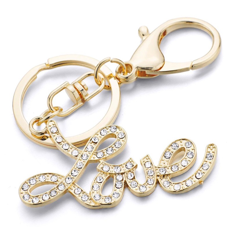 Porte-clés doré - lettrage LOVE en cristal