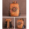 Sac à dos rétro pour femme - gaufrage floral - cuir véritable - grande capacité