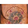 Sac à dos rétro pour femme - gaufrage floral - cuir véritable - grande capacité