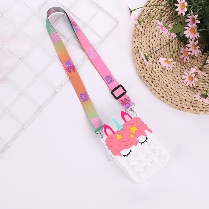 Sac à bandoulière Push bubble - petit sac à main en silicone - licorne
