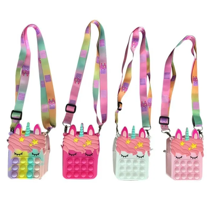 Sac à bandoulière Push bubble - petit sac à main en silicone - licorne