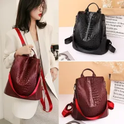 Sac à dos vintage à la mode - sac à bandoulière multifonction en cuir - motif peau de serpent