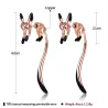 Boucles d'oreilles pendantes élégantes - petit renard - émail noir - argent - or - or rose