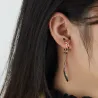 Boucles d'oreilles pendantes élégantes - petit renard - émail noir - argent - or - or rose