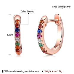 Boucles d'oreilles élégantes petites créoles - avec zircons cubiques - argent sterling 925