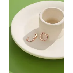 Boucles d'oreilles élégantes petites créoles - avec zircons cubiques - argent sterling 925