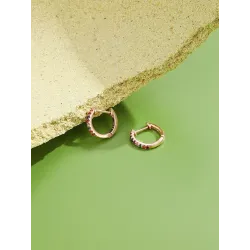 Boucles d'oreilles élégantes petites créoles - avec zircons cubiques - argent sterling 925