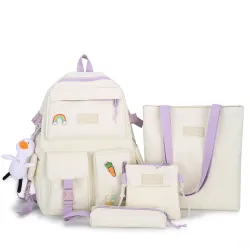 Sac à dos - trousse à crayons - sac à bandoulière - sac à main - avec porte-clés pendentif animal - ensemble de 4 pièces