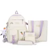 Sac à dos - trousse à crayons - sac à bandoulière - sac à main - avec porte-clés pendentif animal - ensemble de 4 pièces
