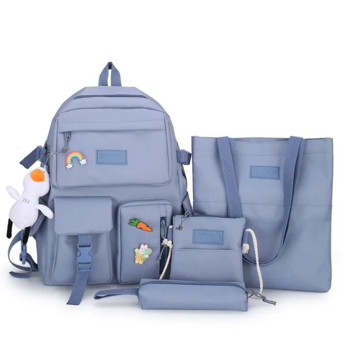 Sac à dos - trousse à crayons - sac à bandoulière - sac à main - avec porte-clés pendentif animal - ensemble de 4 pièces
