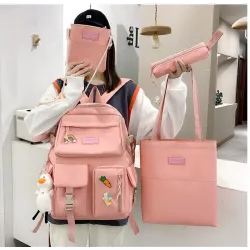 Sac à dos - trousse à crayons - sac à bandoulière - sac à main - avec porte-clés pendentif animal - ensemble de 4 pièces