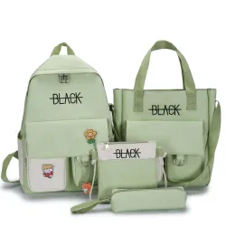 Large capacity backpack - handbag - shoulder bag - pencil case - letters print - 4 pieces setSets