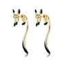 Elegant drop earrings - little fox - black enamel - silver - gold - rose golEarrings