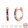 Boucles d'oreilles élégantes petites créoles - avec zircons cubiques - argent sterling 925
