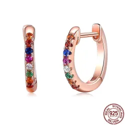 Boucles d'oreilles élégantes petites créoles - avec zircons cubiques - argent sterling 925