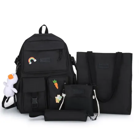 Sac à dos - trousse à crayons - sac à bandoulière - sac à main - avec porte-clés pendentif animal - ensemble de 4 pièces