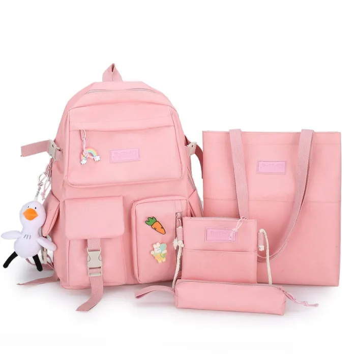 Sac à dos - trousse à crayons - sac à bandoulière - sac à main - avec porte-clés pendentif animal - ensemble de 4 pièces