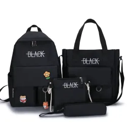 Large capacity backpack - handbag - shoulder bag - pencil case - letters print - 4 pieces setSets