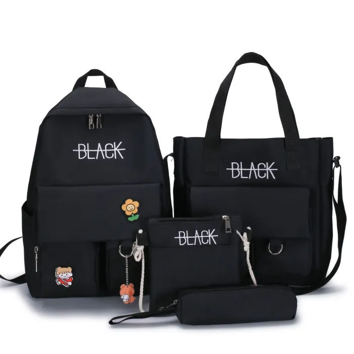 Large capacity backpack - handbag - shoulder bag - pencil case - letters print - 4 pieces setSets