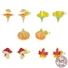Petites boucles d'oreilles puces tendance - argent sterling 925 - édition automne - épouvantail - feuille - citrouille