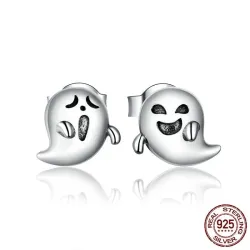 Petites boucles d'oreilles clous - argent sterling 925 - petit fantôme
