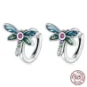 Libellule en cristal coloré - boucles d'oreilles - argent sterling 925