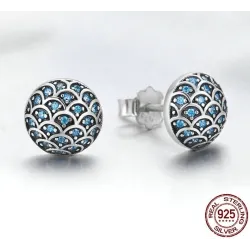 Boucles d'oreilles rondes élégantes - Legend Of The Sea - zircone - argent sterling 925