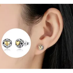 Exclusive stud earrings - hollow out hearts - yellow zircon heart - 925 sterling silverEarrings