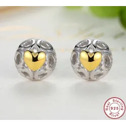 Boucles d'oreilles puces exclusives - coeurs évidés - coeur zircon jaune - argent sterling 925