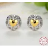 Boucles d'oreilles puces exclusives - coeurs évidés - coeur zircon jaune - argent sterling 925