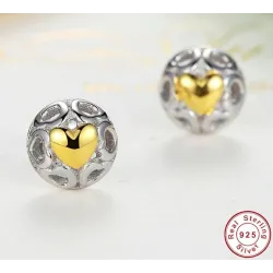 Boucles d'oreilles puces exclusives - coeurs évidés - coeur zircon jaune - argent sterling 925