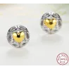 Boucles d'oreilles puces exclusives - coeurs évidés - coeur zircon jaune - argent sterling 925