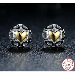 Boucles d'oreilles puces exclusives - coeurs évidés - coeur zircon jaune - argent sterling 925