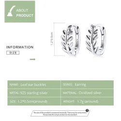 Boucles d'oreilles rondes en forme de feuille - Argent 925