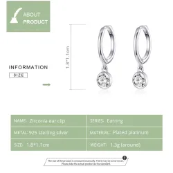 Boucles d'oreilles rondes élégantes - avec zircone - argent sterling 925