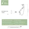 Floral stud earrings - asymmetric - with chain / crystals - 925 sterling silverEarrings