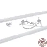 Floral stud earrings - asymmetric - with chain / crystals - 925 sterling silverEarrings