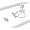 Boucles d'oreilles puces florales - asymétriques - avec chaîne / cristaux - argent sterling 925