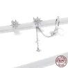 Elegant drop earrings with stars - asymmetric - with chain / crystals - 925 sterling silverEarrings